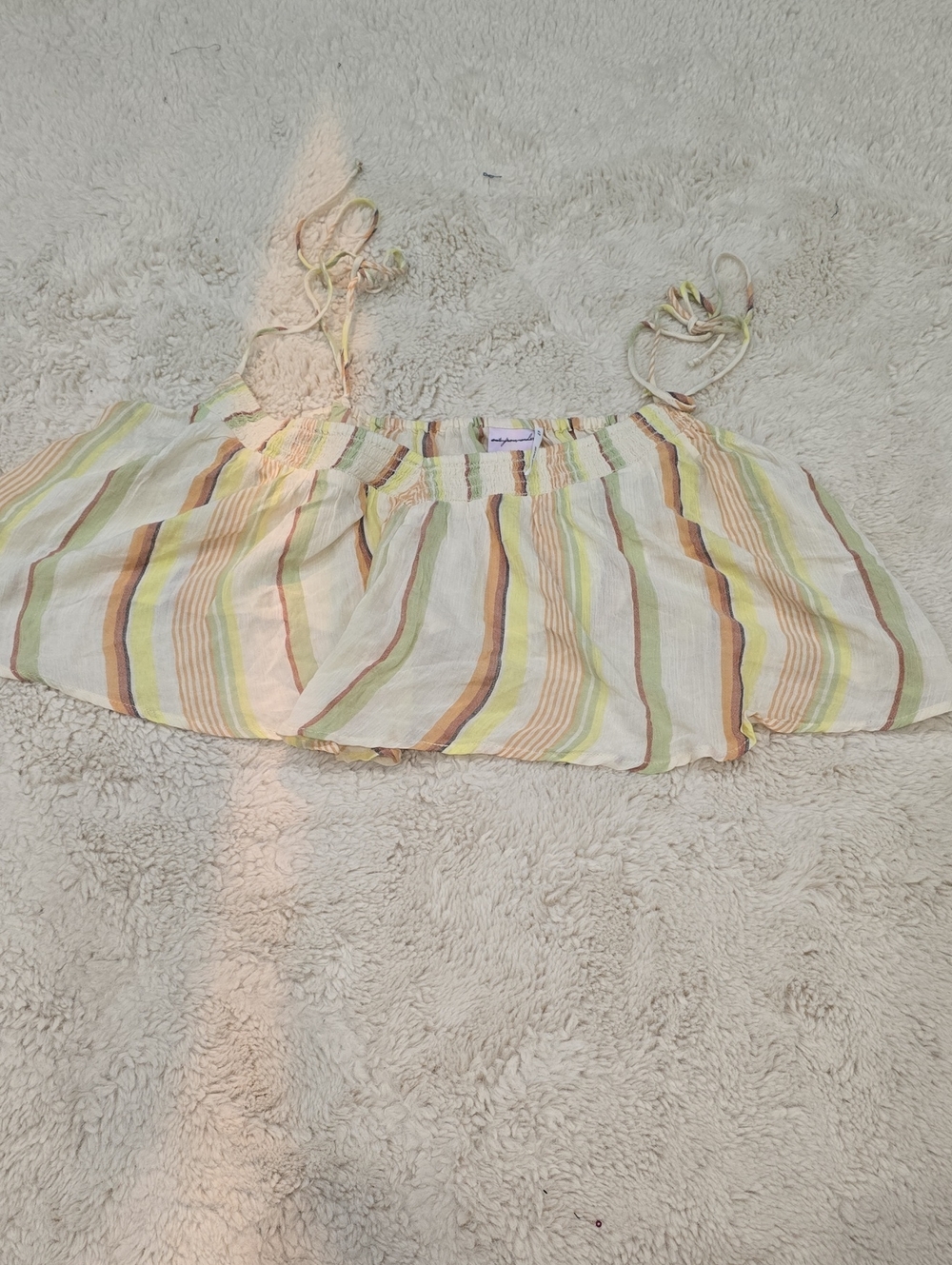 Out From Under  Striped Tie-Shoulder Camisole - Yellow, Green, Brown